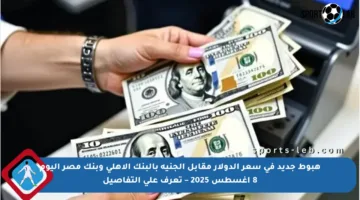 هبوط جديد في سعر الدولار مقابل الجنيه بالبنك الأهلي وبنك مصر اليوم 8 أغسطس 2025 – تعرف على التفاصيل